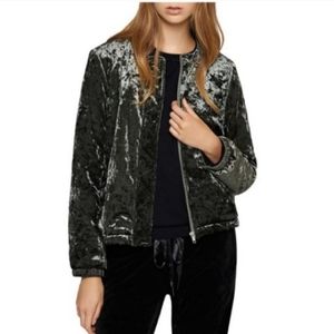 Sanctuary Womens All You Need Is Me Green Velvet Lightweight Zip Up Jacket
